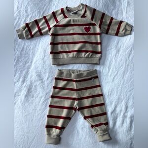 Polarn O Pyret Baby Velour Sweatshirt & Joggers Set - size 4-6m